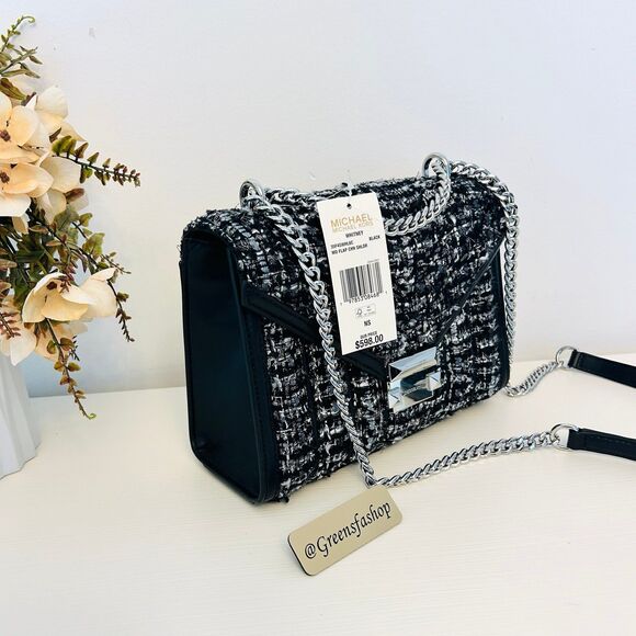 Michael Kors Whitney Medium Quilted Shoulder Bag Black - Picture 3 of 9